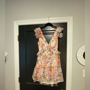 NWT Floral Ruffle Bow back dress